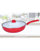 WOK ALUMINIO CON FONDO CERÁMICO ROJO 30CM 