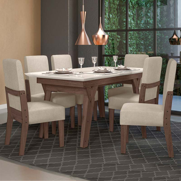 COMEDOR DUBAI 6S NOGAL EBANO 