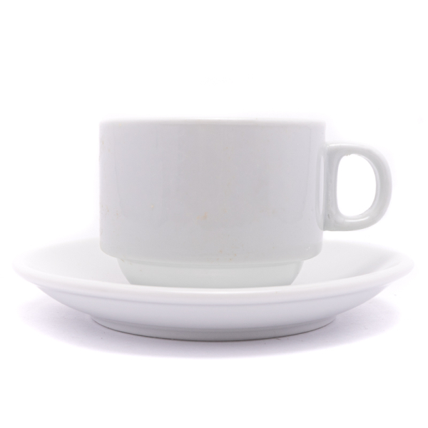 SET 6 TAZAS C/PLATILLO BLANCO 