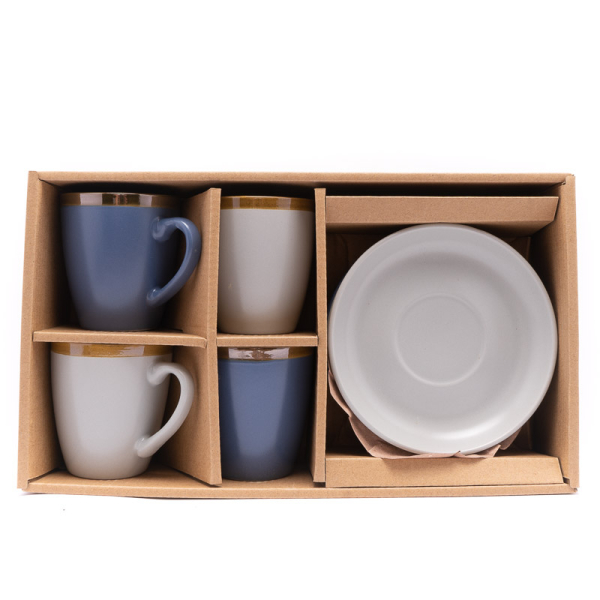 SET 4TAZAS C ON PLATILLO GRIS/AZUL 