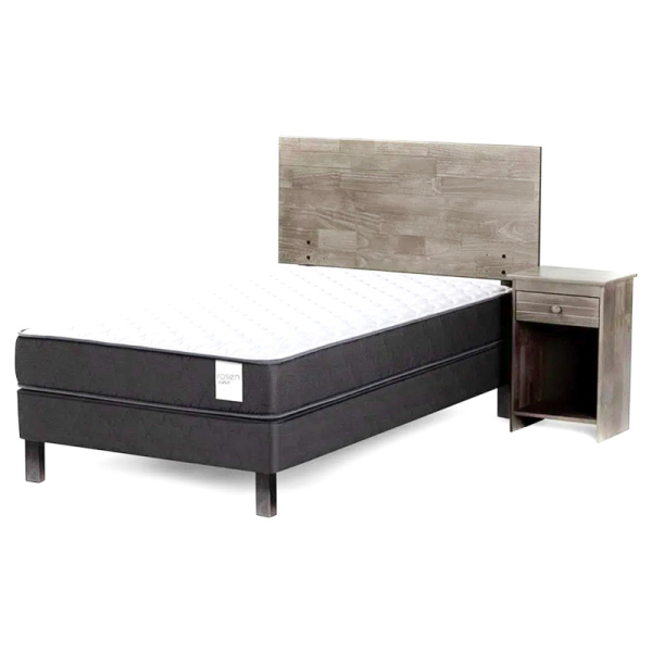 CAMA EUROPEA WAVE 1 PLAZAS CON MUEBLES TABOR GRAFITO 