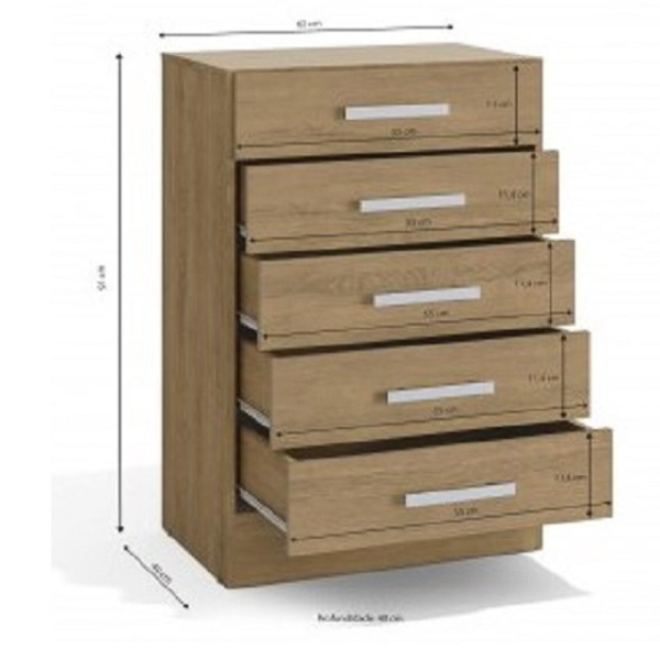 COMODA S215 YARDAS TECA 5 CAJONES 