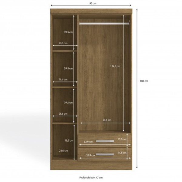CLOSET 3 PUERTAS 2 CAJONES CAOBA S443 