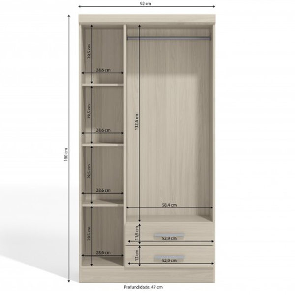 CLOSET 3 PUERTAS 2 CAJONES CAFE CLARO S443 