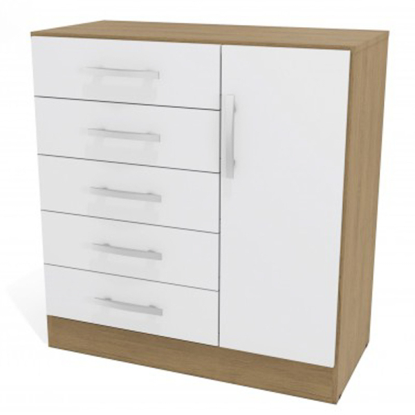 COMODA 5 CAJONES 1 PUERTA S265 BICOLOR 