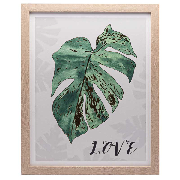 CUADRO HOJA VERDE 40X50CM 