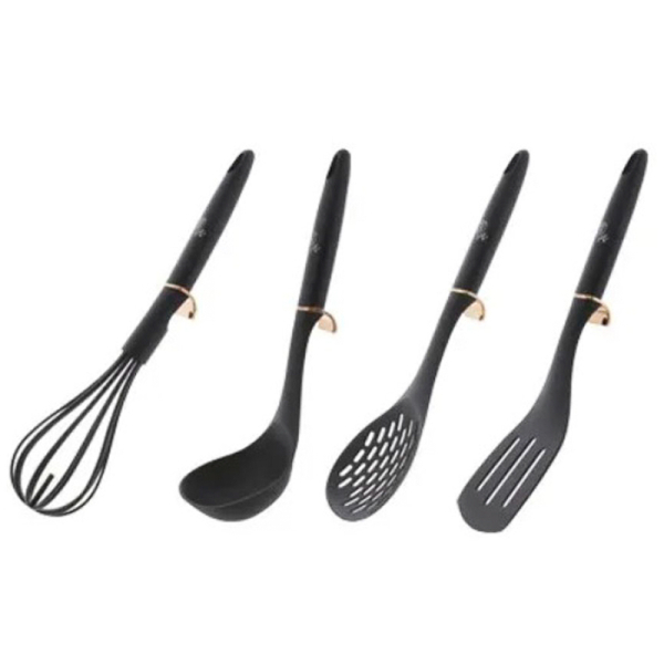 SET UTENSILIOS 4PZS NEGRO/ROSA 