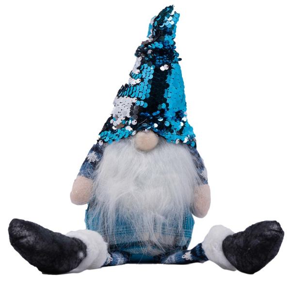 FIGURA GNOMO 44CM AZUL-BLANCO SENTADO 