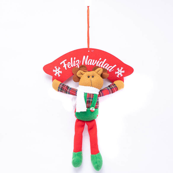 COLGANTE FIGURA RENO FELIZ NAVIDAD 33CM 