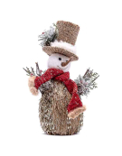 FIGURA MUÑECO DE NIEVE NATURAL-ROJO 