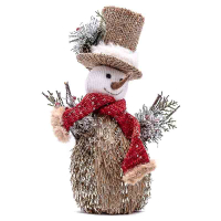 FIGURA MUÑECO DE NIEVE NATURAL-ROJO 