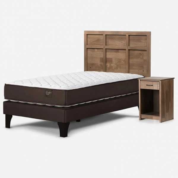 CAMA EUROPEA ERGO T NEW 1,5 PLAZAS 105 X 200 CM CON MUEBLES ROBIN - TOSTADO 