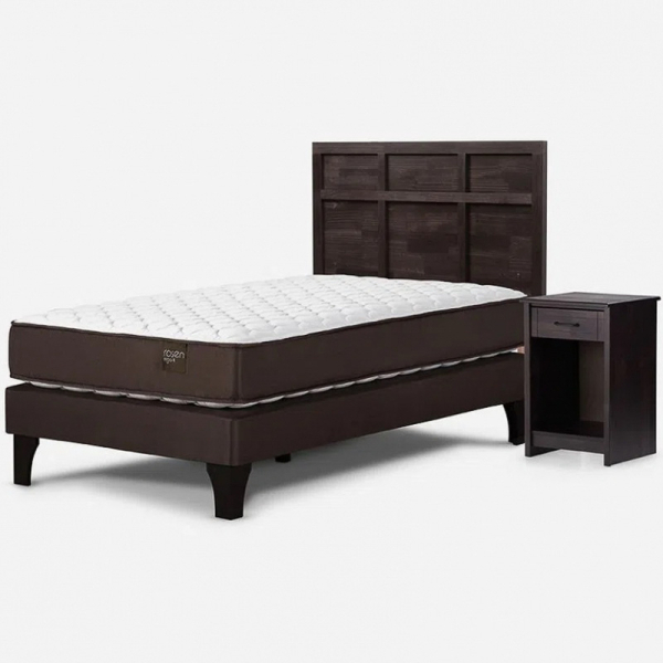 CAMA EUROPEA ERGO T NEW 1,5 PLAZAS 105 X 200 CM CON MUEBLES ROBIN - CHOCOLATE 