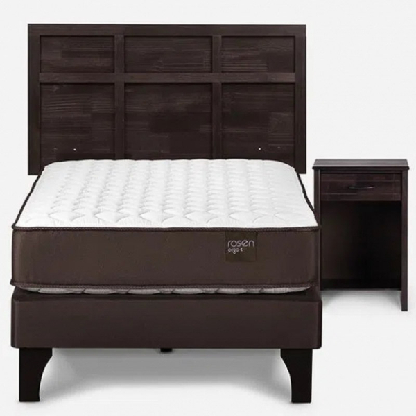 CAMA EUROPEA ERGO T NEW 1,5 PLAZAS 105 X 200 CM CON MUEBLES ROBIN - CHOCOLATE 