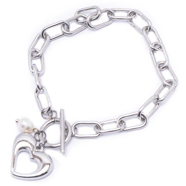 PULSERA ACERO CORAZON PLATEADA