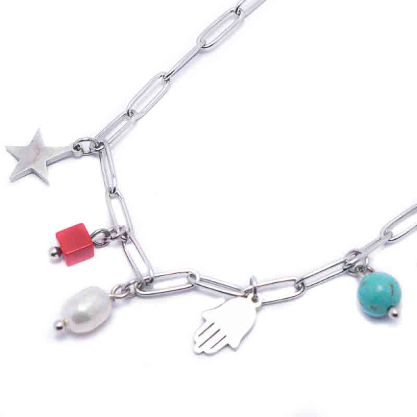 PULSERA ACERO DIJES PLATEADO 