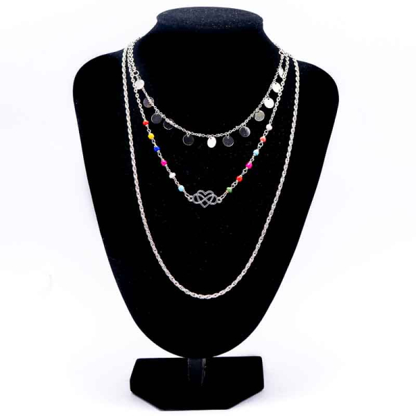 COLLAR MULTICOLOR PLATEADO 