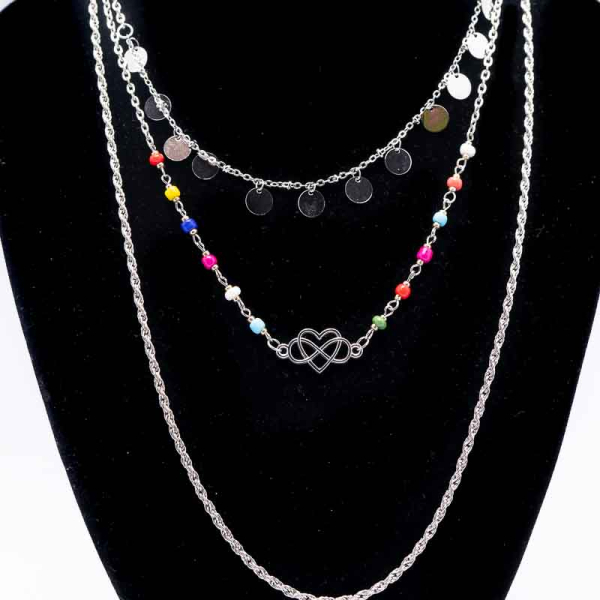 COLLAR MULTICOLOR PLATEADO 