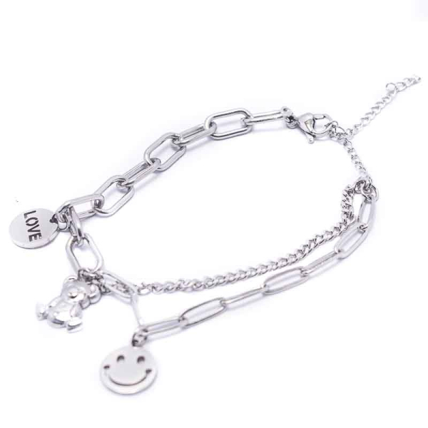 PULSERA ACERO TEDDY LOVE PLATEADA