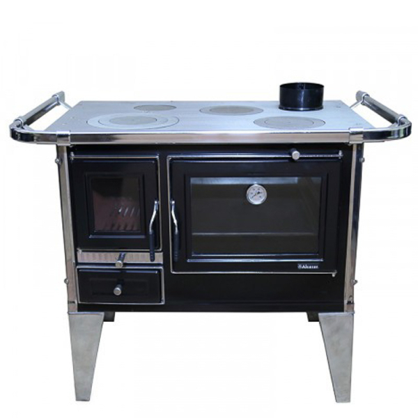 COCINA A LEÑA 72X56 NEW GLASS LINE NEGRA 