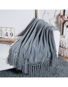 MANTA CHENILLE GRIS FLECOS 