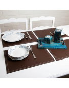 SET 4 INDIV. ECO CUERO CAFE 