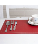 SET 4 INDIVIDUALES ECO CUERO ROJO 