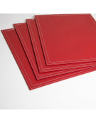 SET 4 INDIVIDUALES ECO CUERO ROJO 