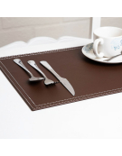 SET 4 INDIV. ECO CUERO CAFE 