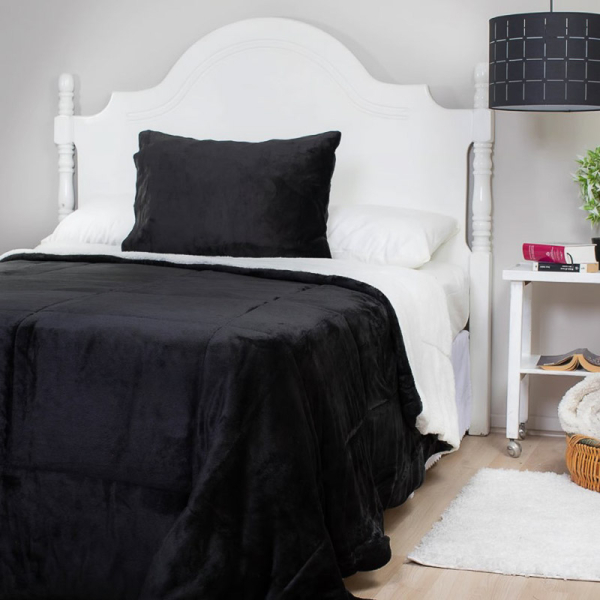 CUBRECAMA SHERPA FLANNEL NEGRO 2.0P 
