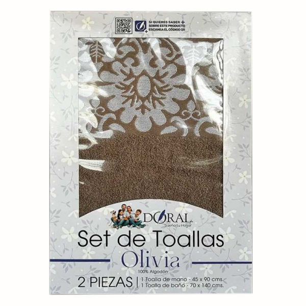 SET TOALLA OLIVIA 2PZ CAFE 