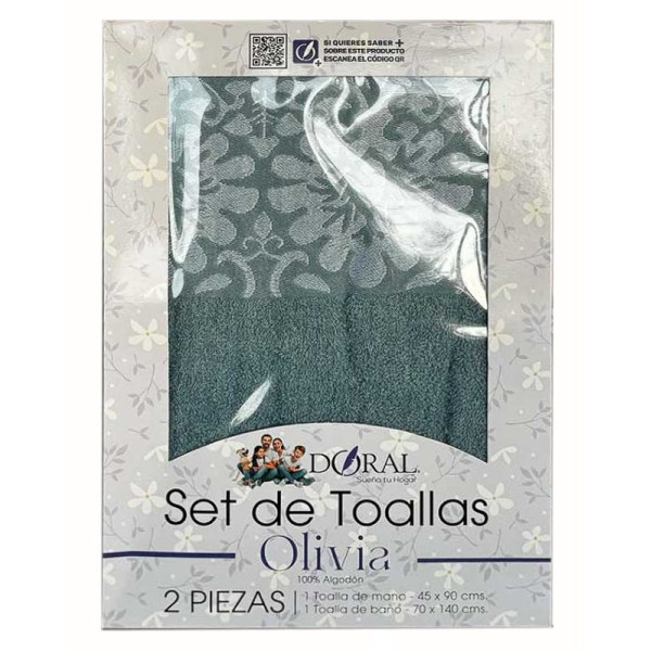 SET TOALLA OLIVIA 2PZ VERDE 