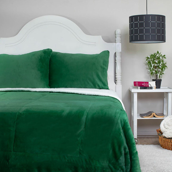 CUBRECAMA SHERPA FLANNEL VERDE 2.0P 