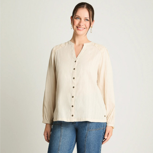 IMP BLUSA APLIC MACRAME BEIGE