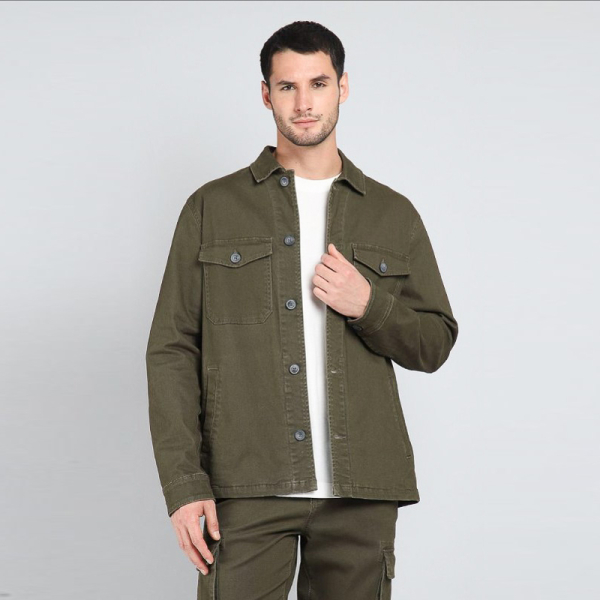 CHAQUETA GABARDINA OLIVA BISHG
