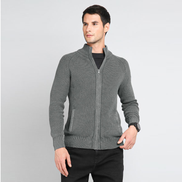 CARDIGAN ZIPPER BISHI19 GRIS