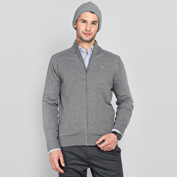 SWEATER FULL ZIPPER 31038 GRIS