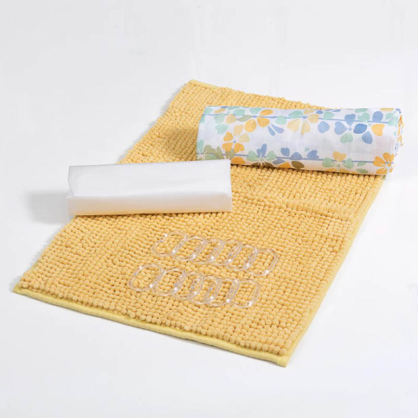 SET CORTINA BAÑO 4PZ CAJA MERU 