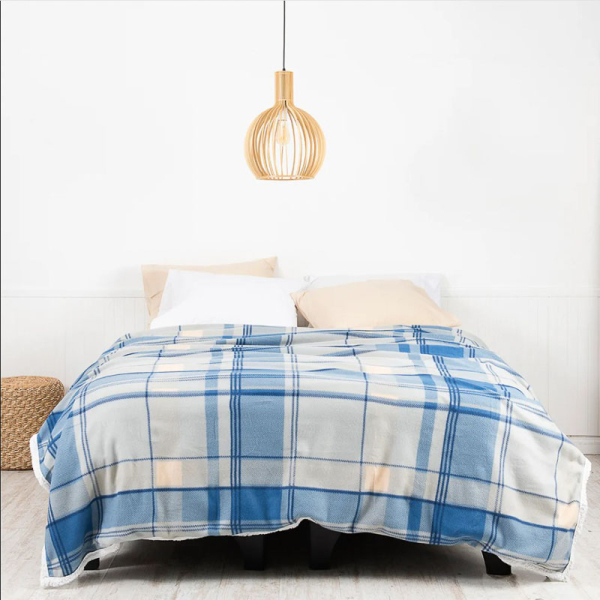 FRAZADA POLAR/SHERPA 1.5P TARTAN AZUL 