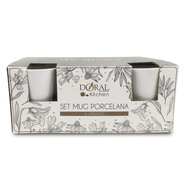 SET 6 MUG PORCELANA 325ML 