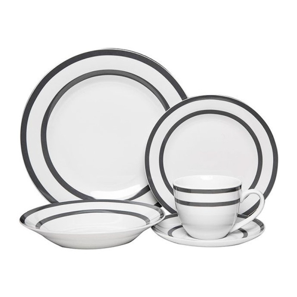 VAJILLA PORC.ROYAL 30PZS GRIS 