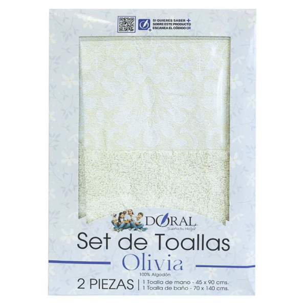 SET TOALLA OLIVIA 2PZ BLANCO 