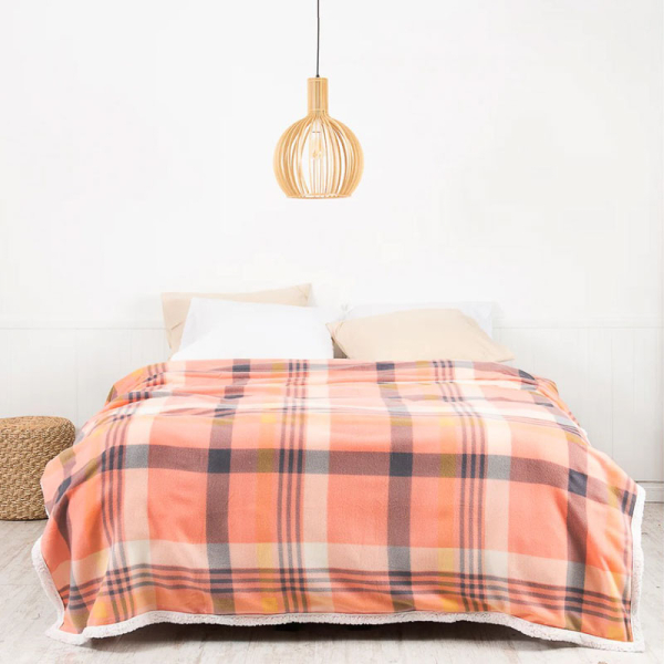 FRAZADA POLAR/SHERPA 2.0P TARTAN CORAL 
