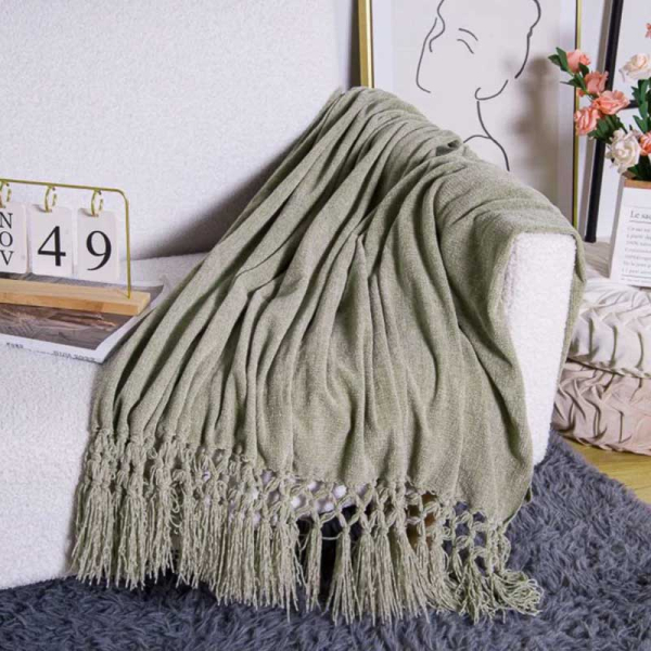 MANTA CHENILLE BEIGE FLECOS 