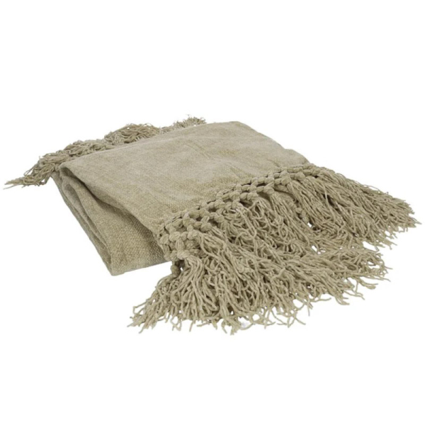 MANTA CHENILLE BEIGE FLECOS 