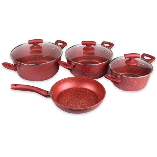 BATERIA SAN REMO MARMOL 7PZS ROJO 