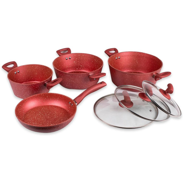 BATERIA SAN REMO MARMOL 7PZS ROJO 