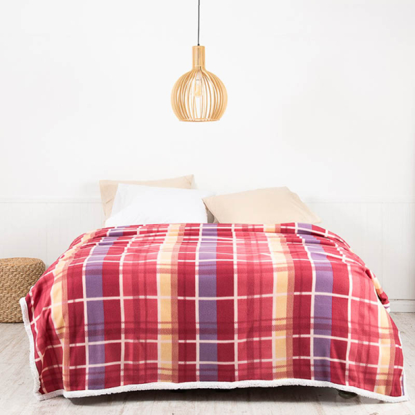 FRAZADA POLAR/SHERPA KING TARTAN BURDEO 