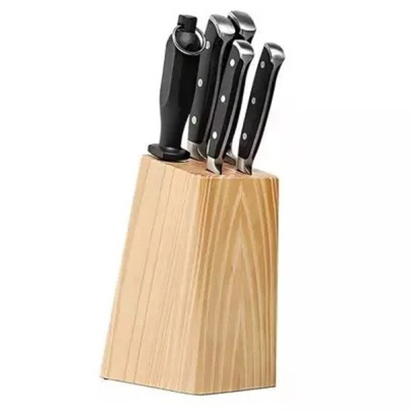 JUEGO 6 CUCHILLOS C/BASE MADERA 