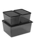JUEGO 3 POTES 600ML+2.2L NEGRO 